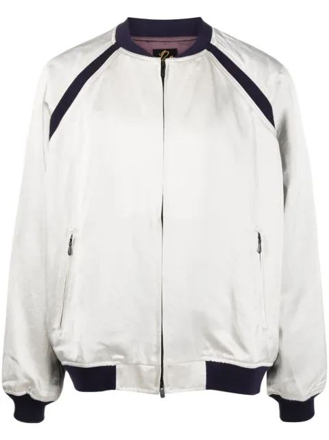 contrasting-panels zip-up jacket
