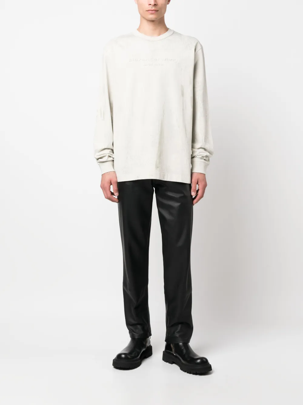 Alexander Wang logo-embroidered cotton sweatshirt - Beige