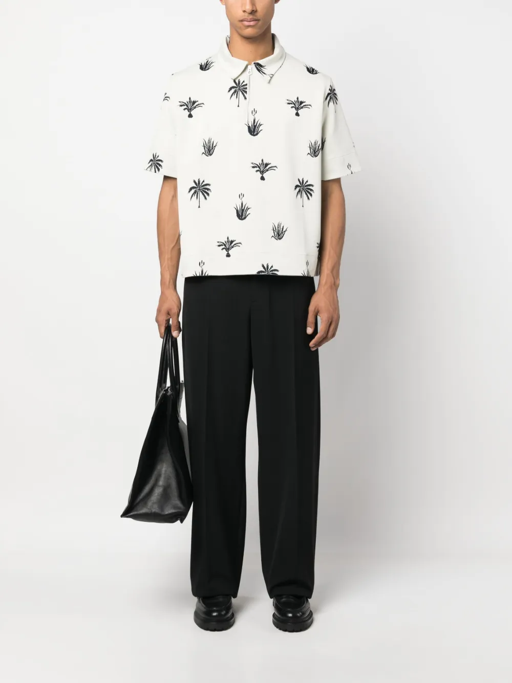 Jil Sander Poloshirt met palmboomprint - Beige