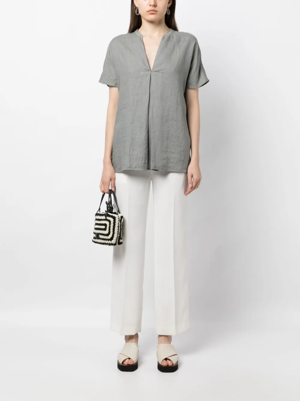 ASPESI Blouse met V-hals - Grijs