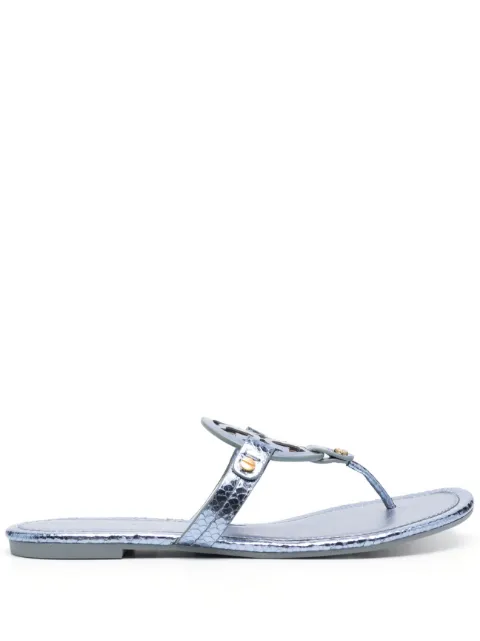 Tory Burch - Miller python-effect leather flip flops