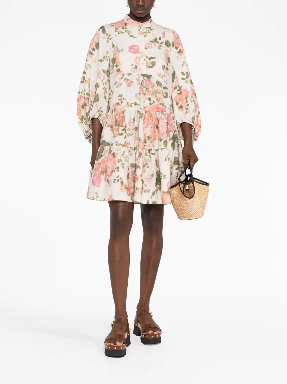 Erdem Blousejurk met bloemenprint - Beige