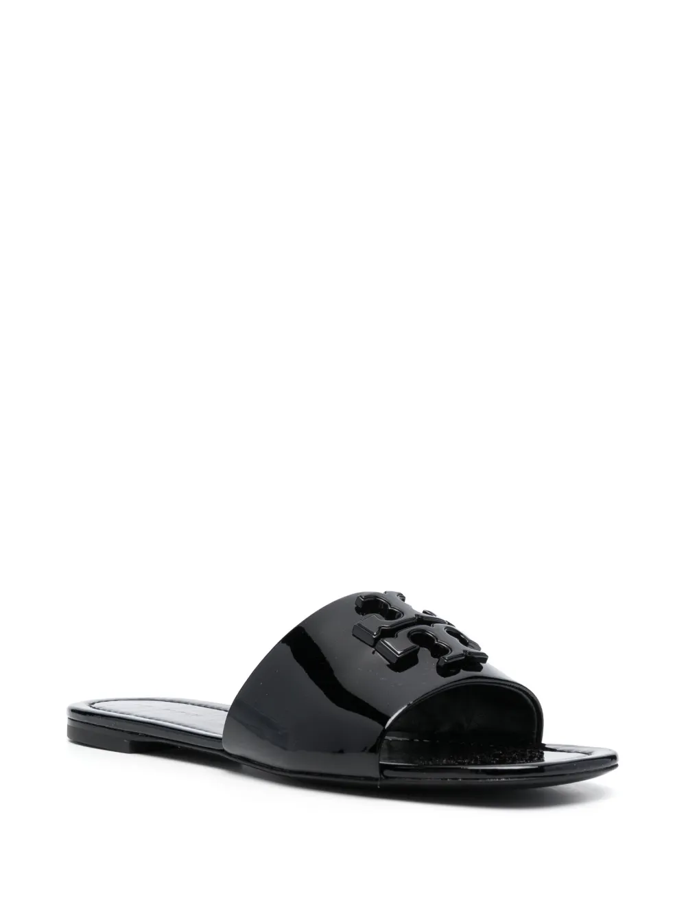 Black patent cheap leather slides