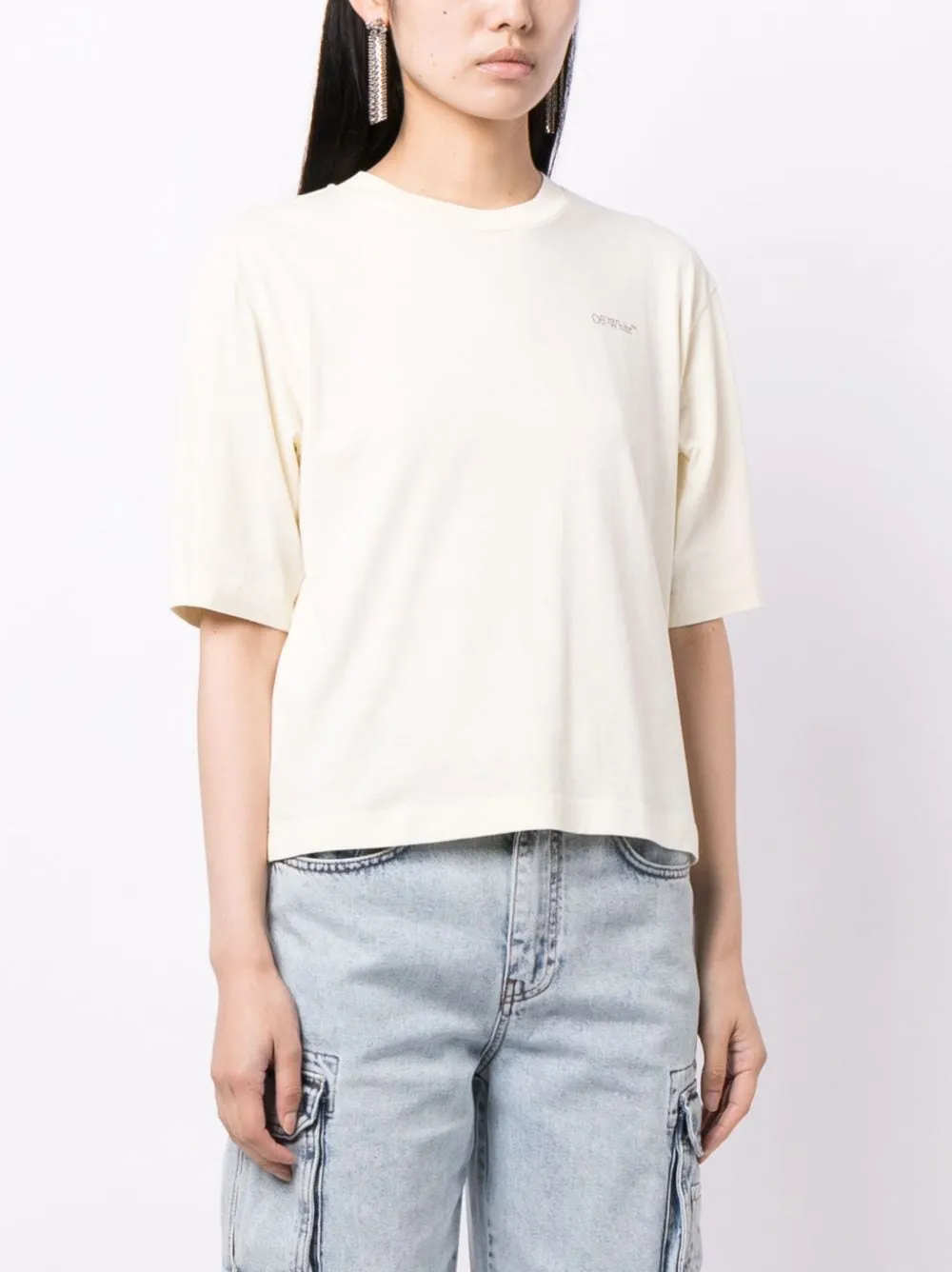 Off-White Katoenen T-shirt Beige