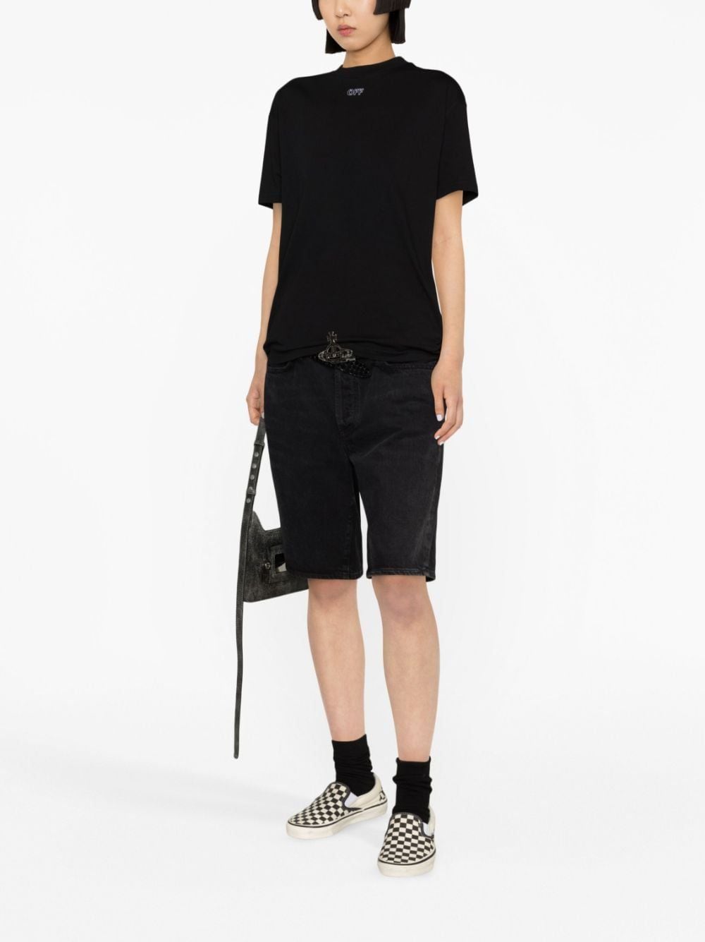 Shop Off-white Off-stamp Cotton T-shirt In Black White