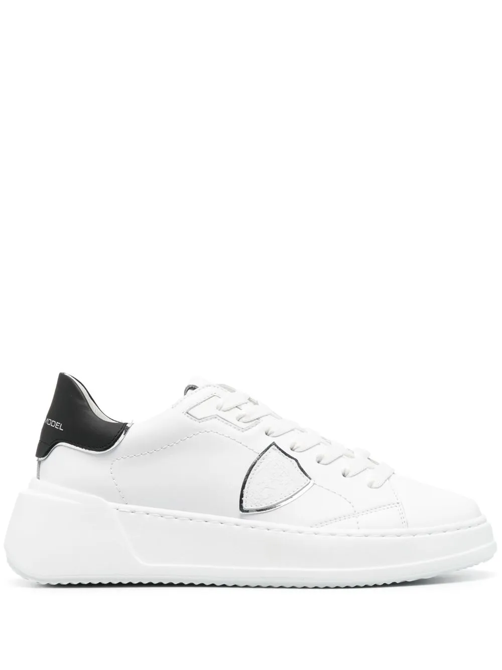 Shop Philippe Model Paris Tres Temple Low-top Sneakers In White