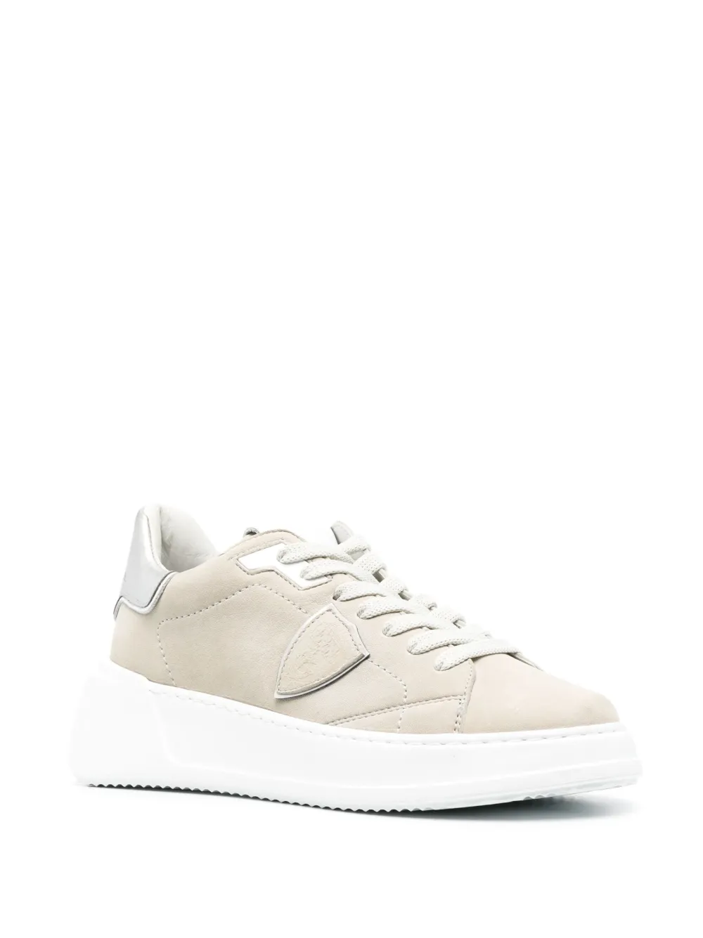 Shop Philippe Model Paris Tres Temple Low-top Sneakers In Grey