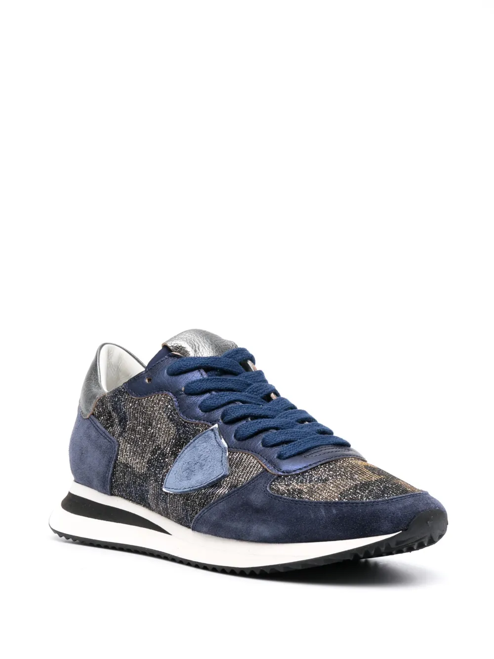 Philippe Model Paris Sneakers met leren vlakken - Blauw