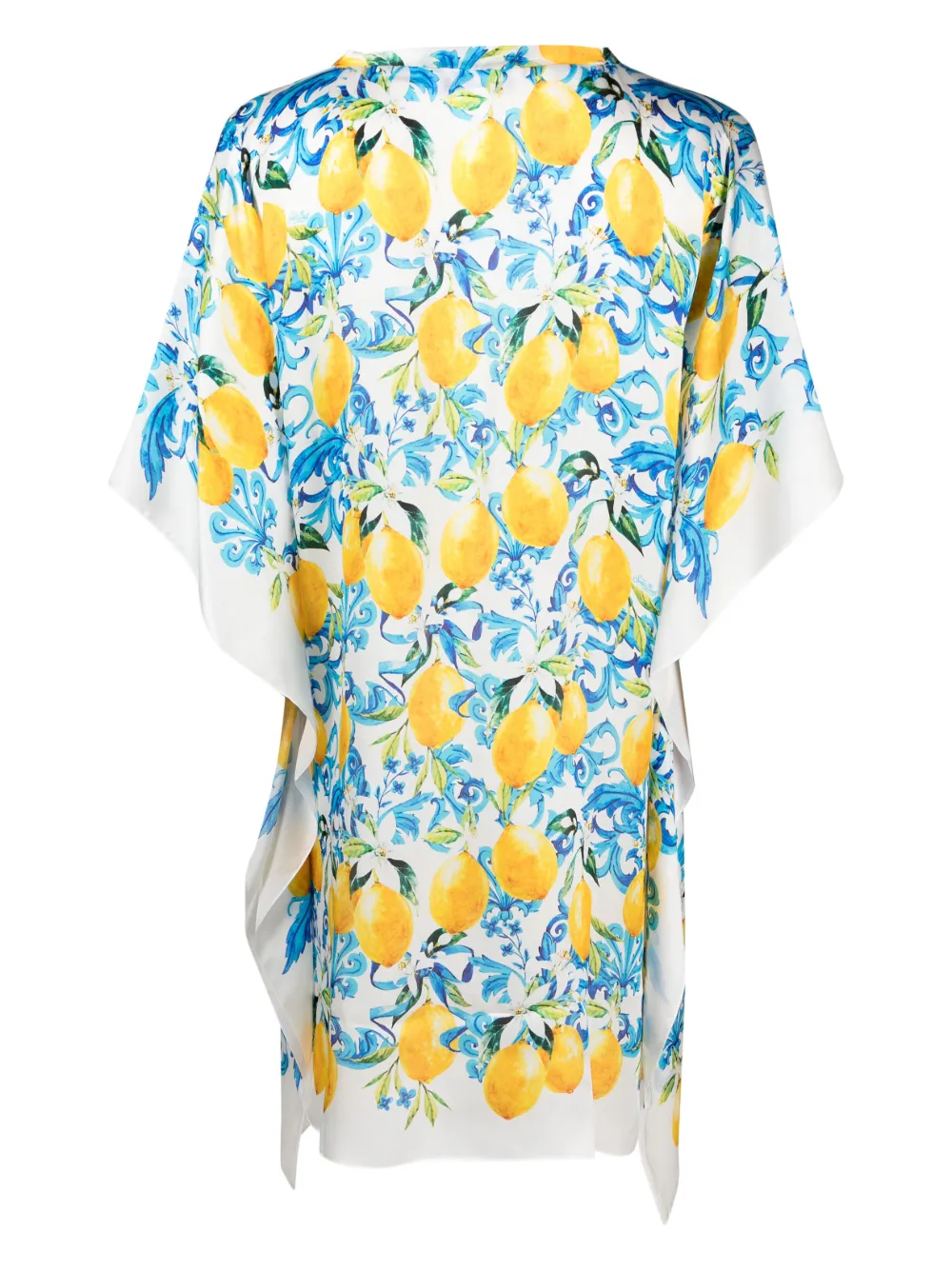 MC2 Saint Barth lemon-print V-neck kaftan - Blauw