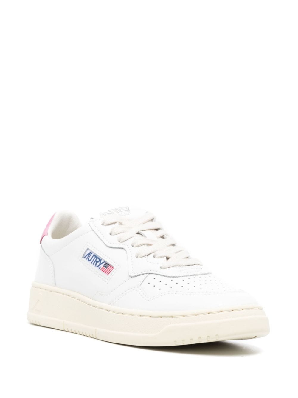 Shop Autry Calf-leather Lace-up Sneakers In White