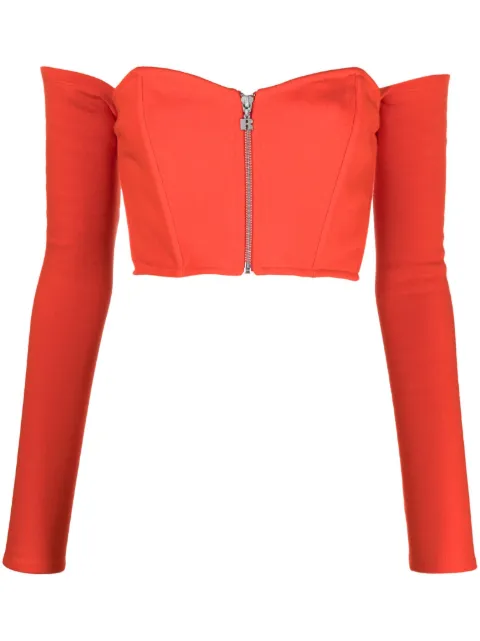 ROTATE - off-shoulder zip-up crop top