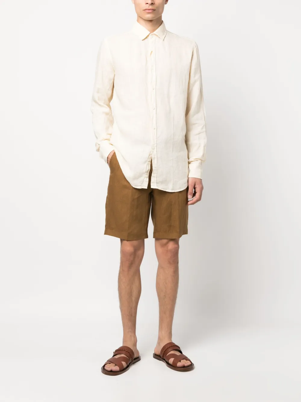 Briglia 1949 linen drawstring shorts - Bruin