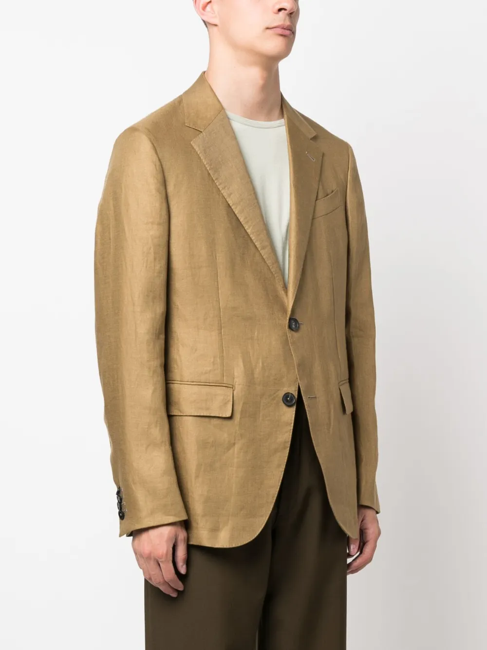 Shop Zegna Single-breasted Linen Blazer In Green