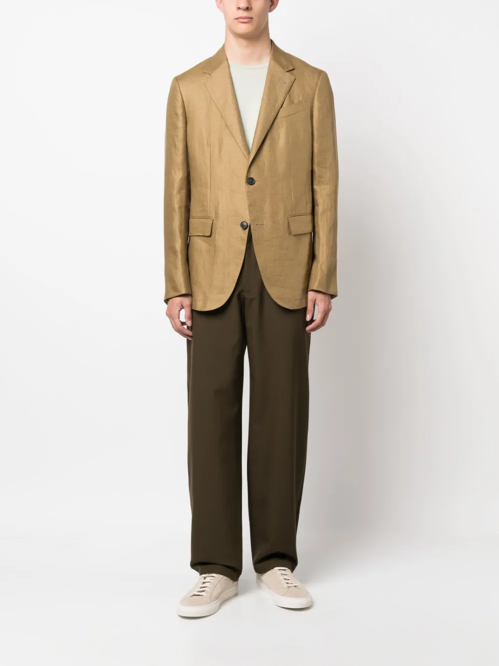 Shop Zegna Single-breasted Linen Blazer In Green