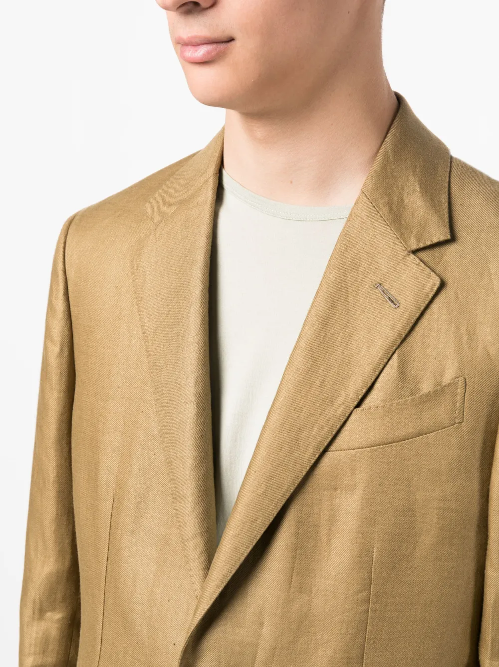 Shop Zegna Single-breasted Linen Blazer In Green