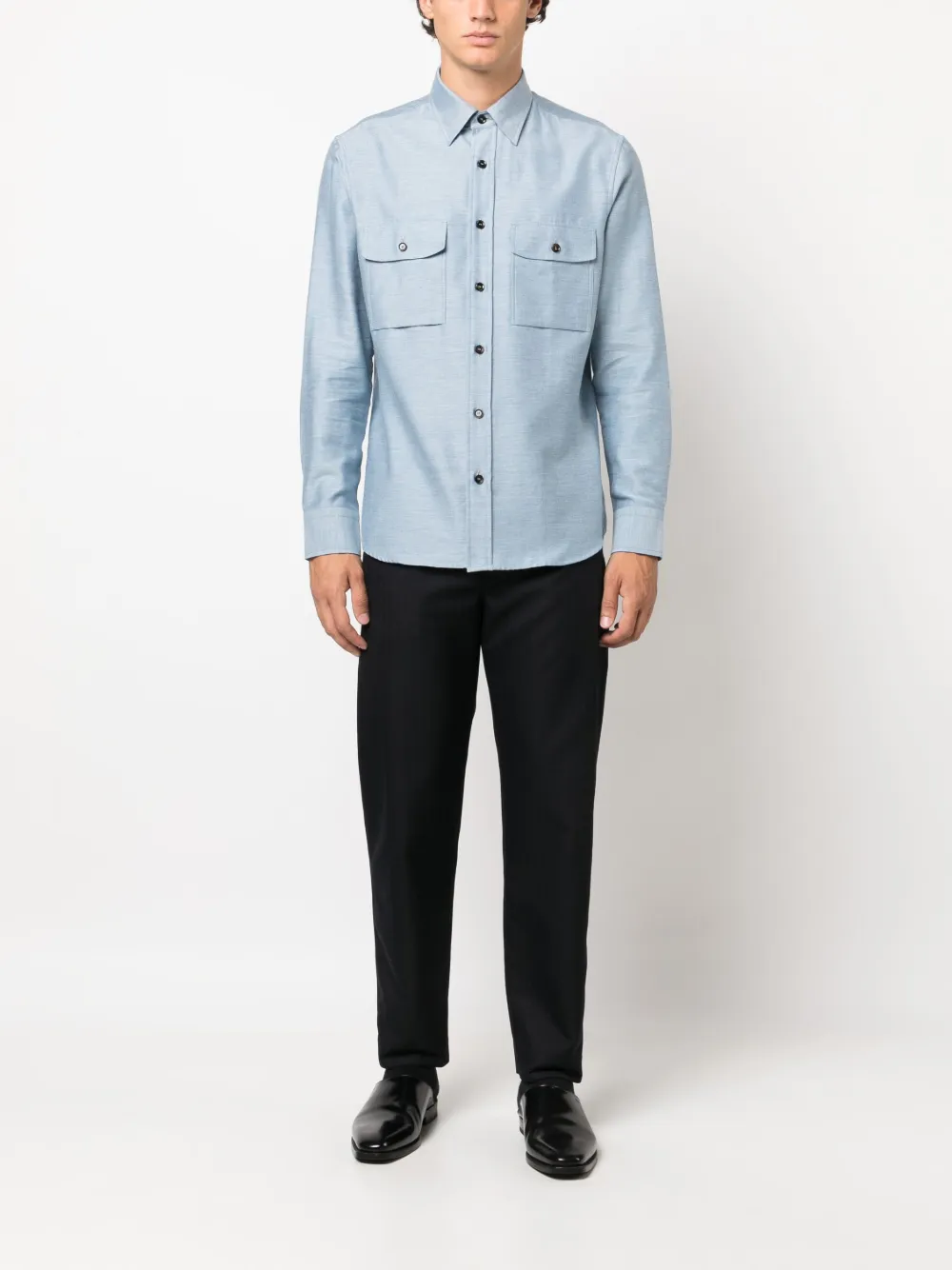 Brioni Overhemd van kasjmiermix - Blauw
