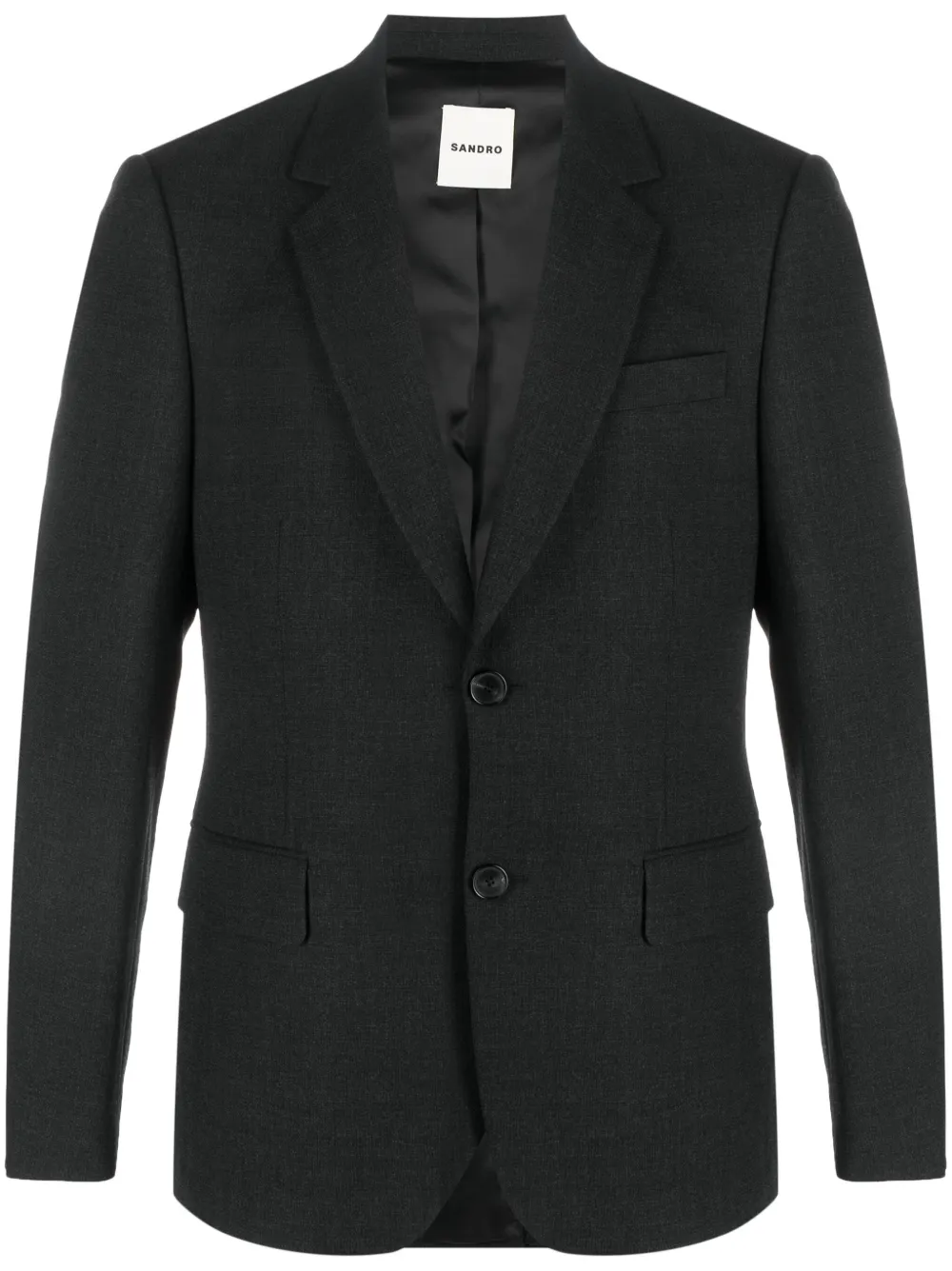 Sandro Flecked Single-breasted Buttoned Blazer In Grey