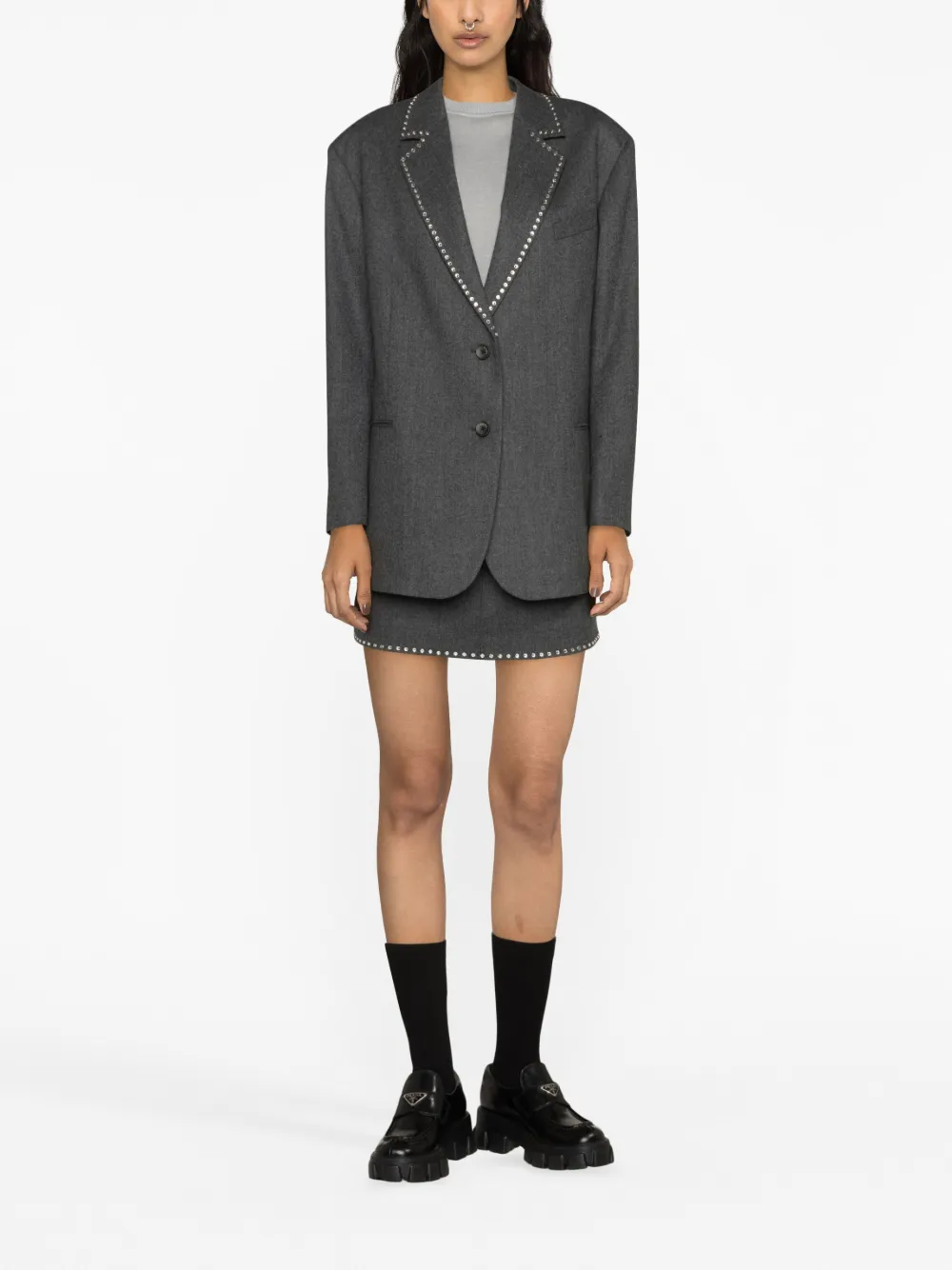 SANDRO Blazer met studs - Grijs