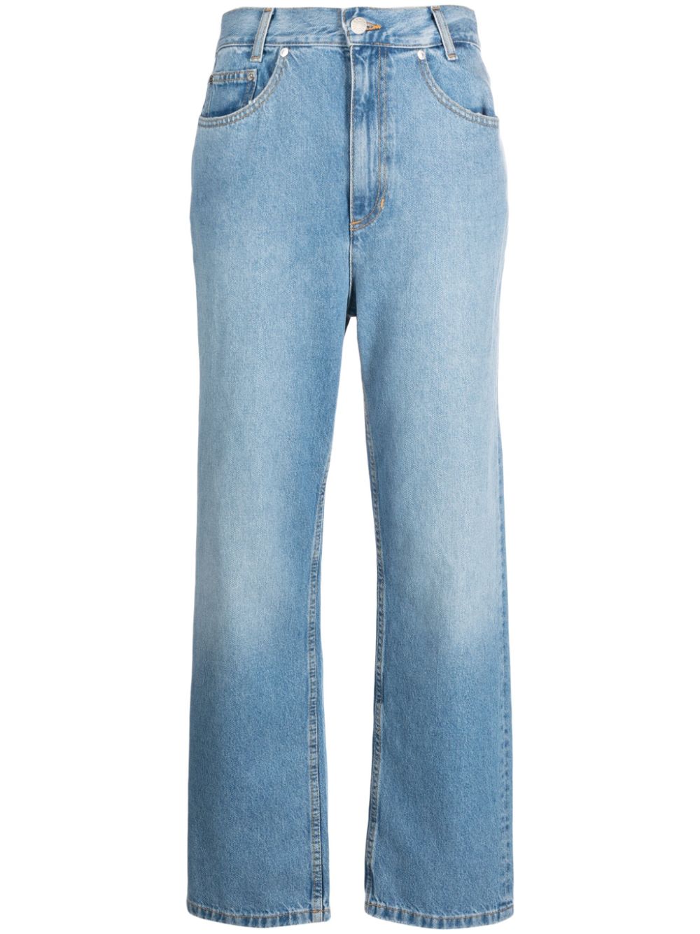 Image 1 of SANDRO logo-embroidered straight-leg jeans