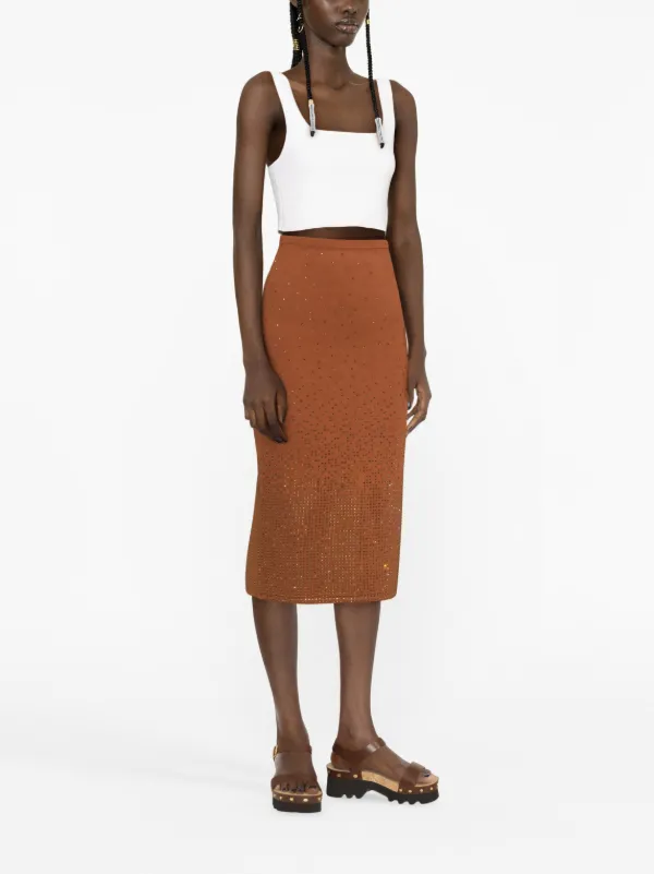 SANDRO rhinestone embellished Midi Skirt Farfetch
