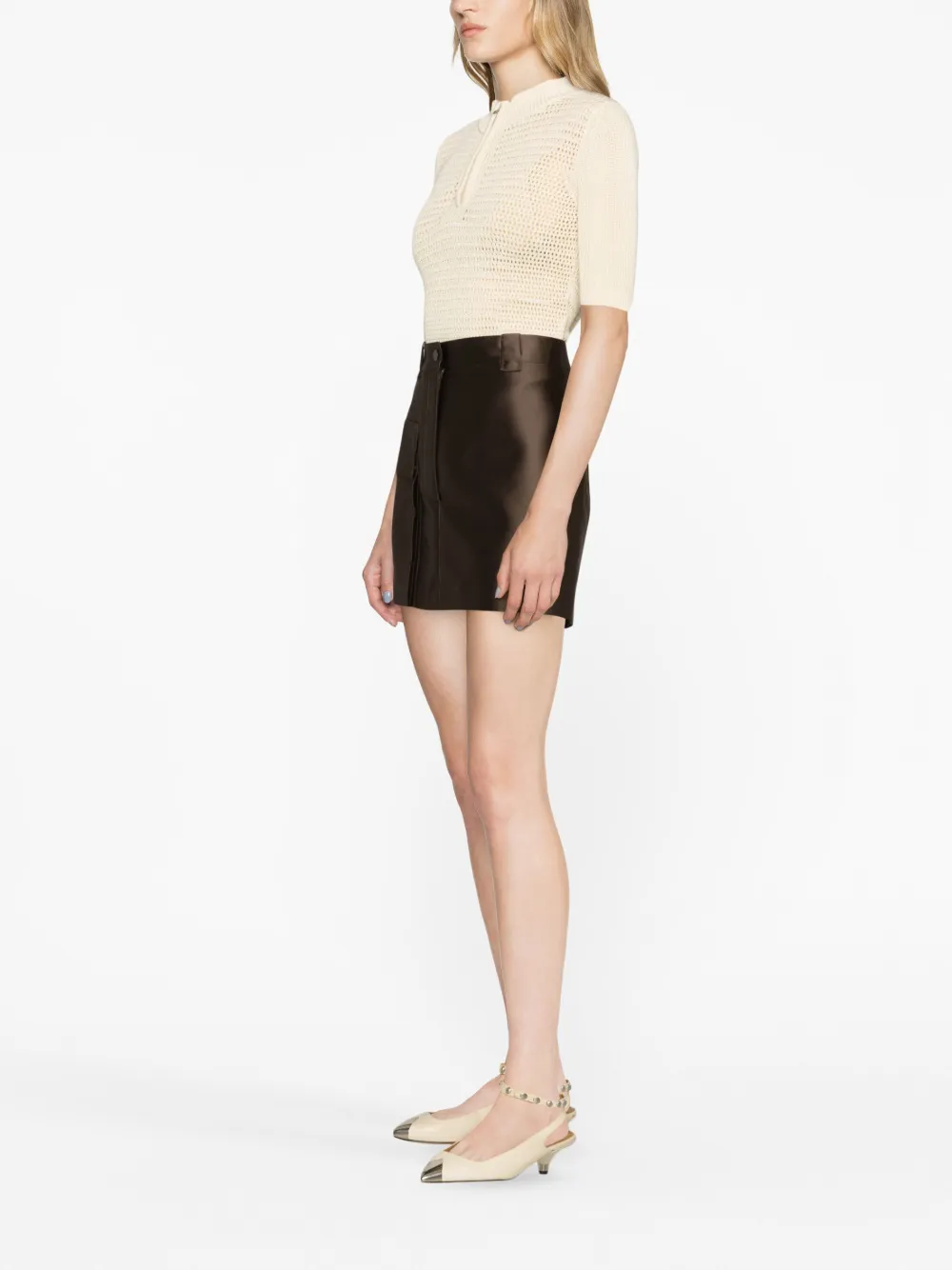 SANDRO Mini-rok met satijnen afwerking - Bruin