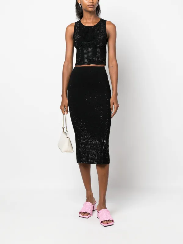 Black embellished midi outlet skirt