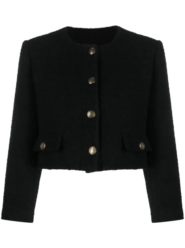 SANDRO Cropped Boucl Jacket Farfetch