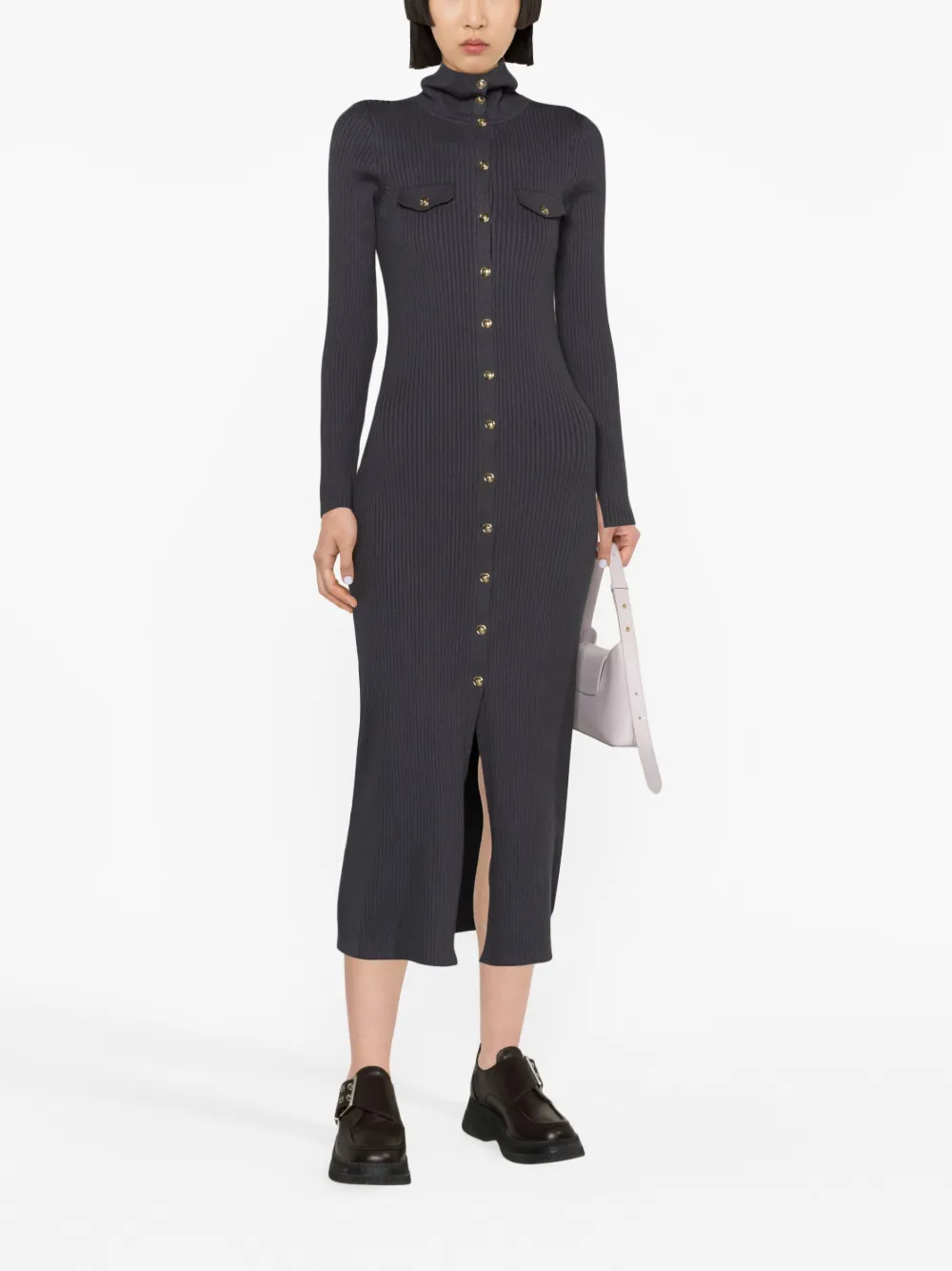 SANDRO Midi-jurk met lange mouwen - 23 ANTHRACITE
