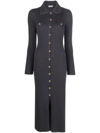 SANDRO long sleeve Buttoned Midi Dress Farfetch