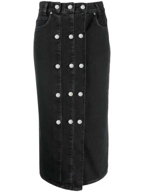 SANDRO Sara button-detail midi skirt