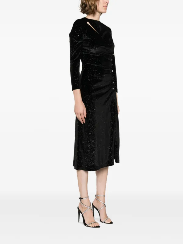 SANDRO cut out Velvet Midi Dress Farfetch