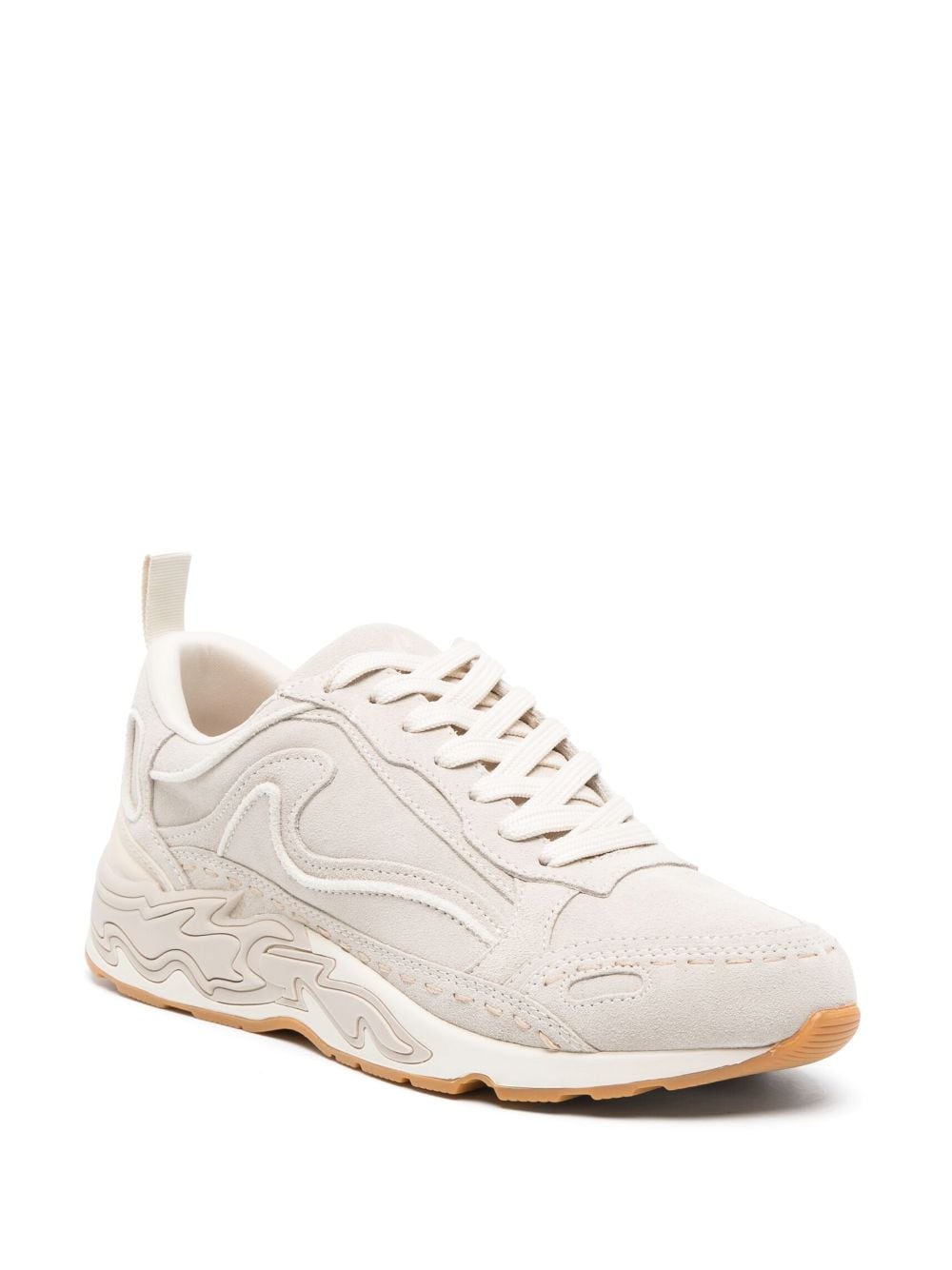 Shop Sandro Flame Leather Sneakers In Neutrals