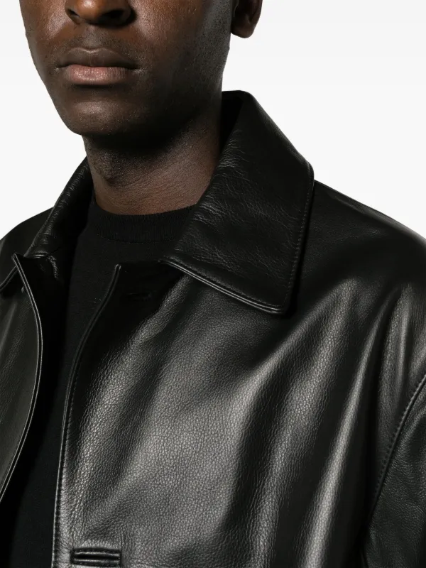 Mens long leather overcoats discount