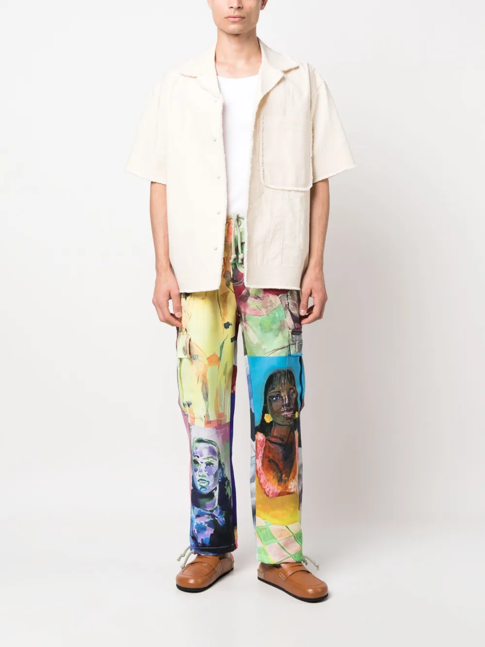 KidSuper graphic-print drawstring trousers - Geel