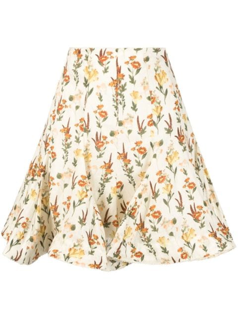 Agua By Agua Bendita Cerezo Clementina floral-print linen skirt