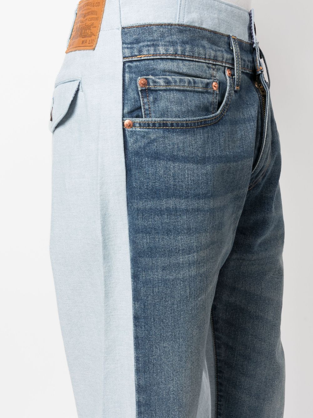 Shop Junya Watanabe Two-tone Cropped Jeans In Blue