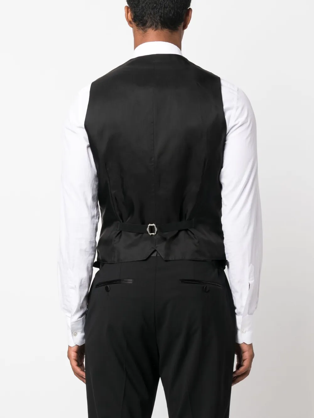 Shop Tagliatore Button-down Cotton Waistcoat In Black