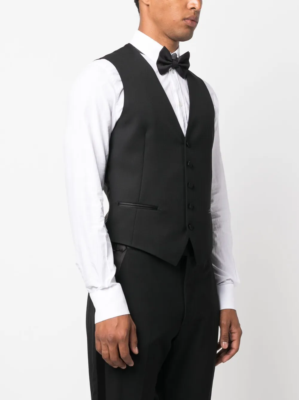 Shop Tagliatore Button-down Cotton Waistcoat In Black