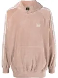 Needles side-stripe velour hoodie - Pink