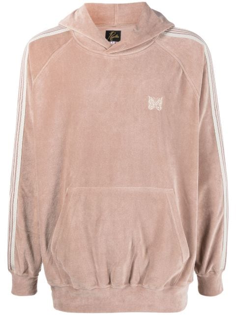 Needles side-stripe velour hoodie 