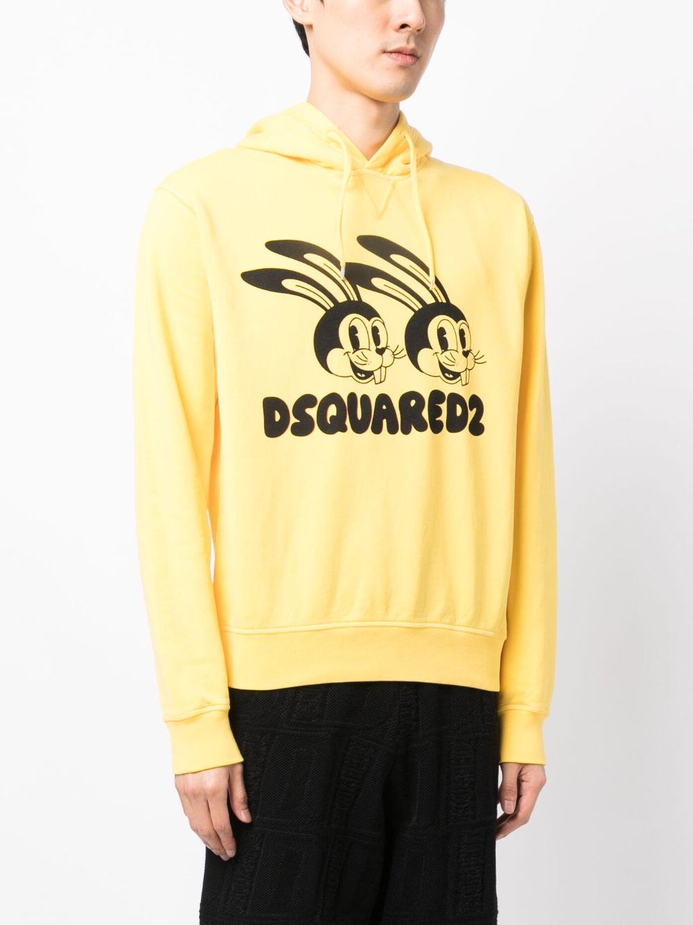 Shop Dsquared2 Logo-print Cotton Hoodie In Yellow