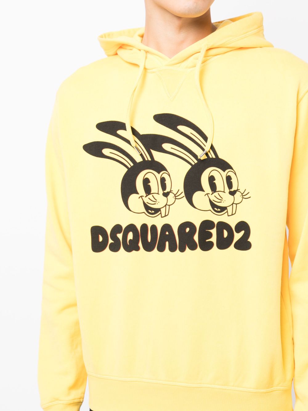 Shop Dsquared2 Logo-print Cotton Hoodie In Yellow