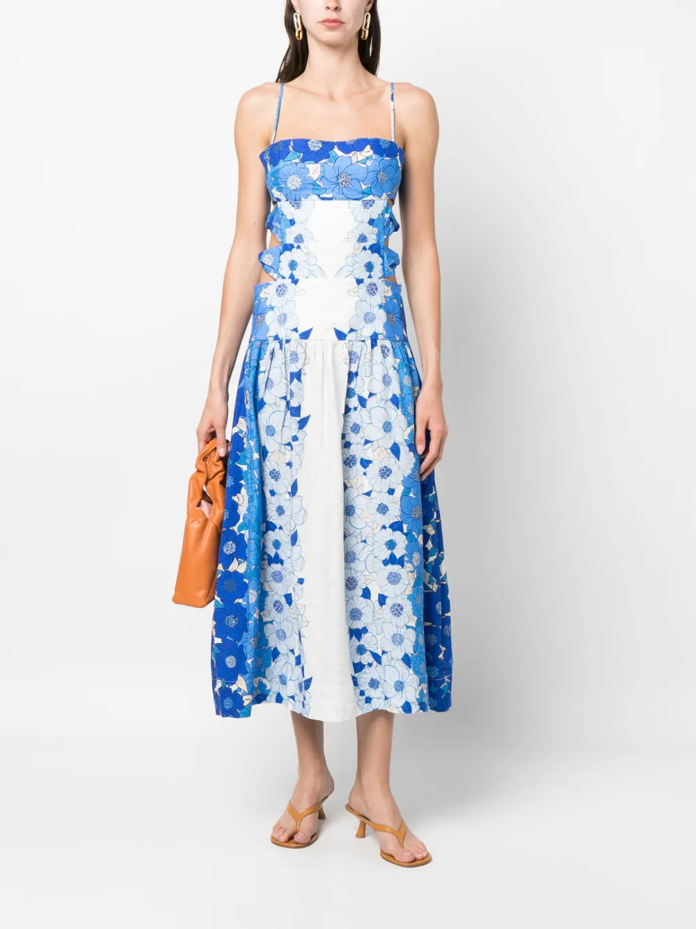 FARM Rio Jurk met bloemenprint - Blauw