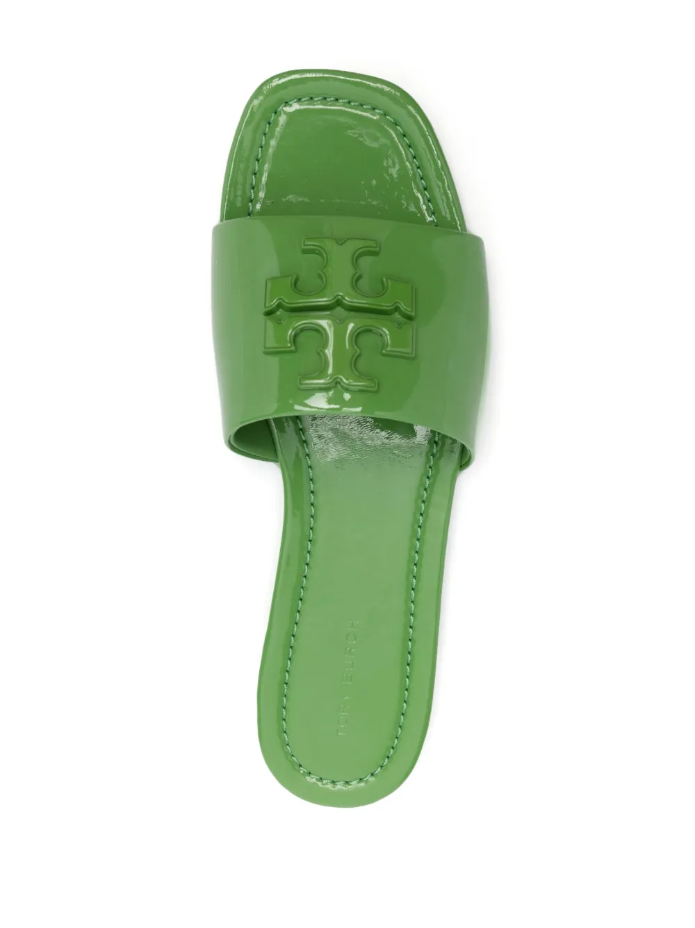 Shop Tory Burch Eleanor Patent-leather Slides In Green