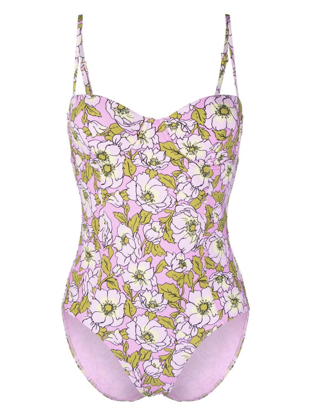 Tory Burch Floral-print Cut-out Swimsuit In Multicolor