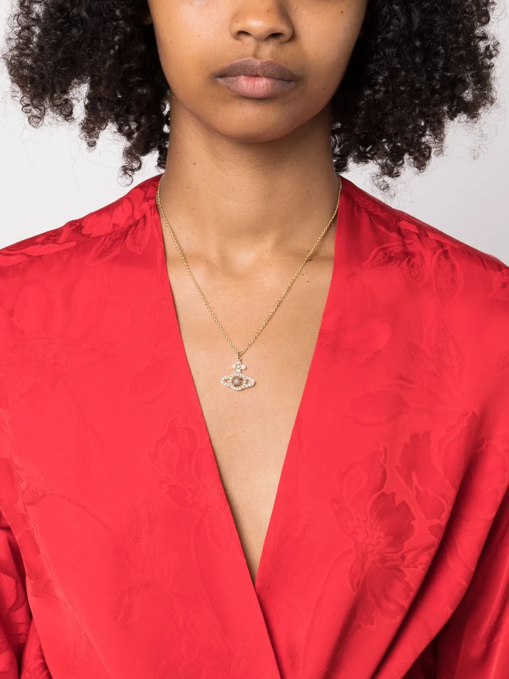 Vivienne Westwood Olympia crystal-charm necklace - Goud
