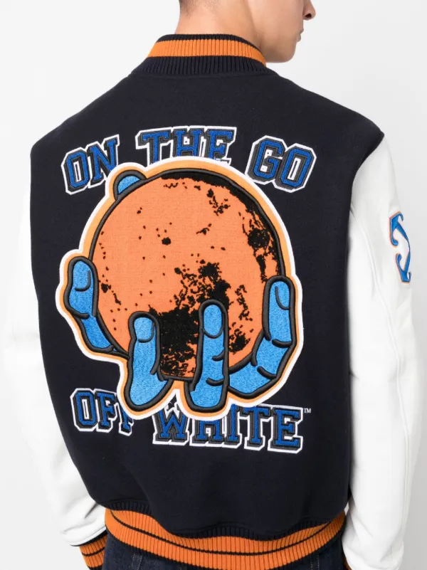 Off white varsity jacket blue hotsell