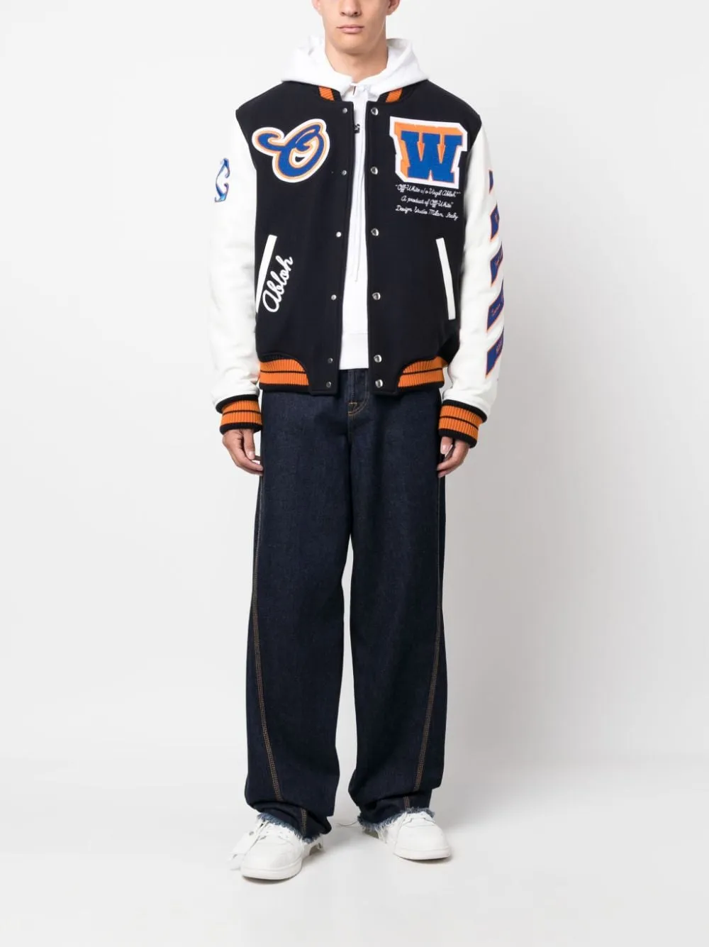 Men's Off White Varsity Jacket