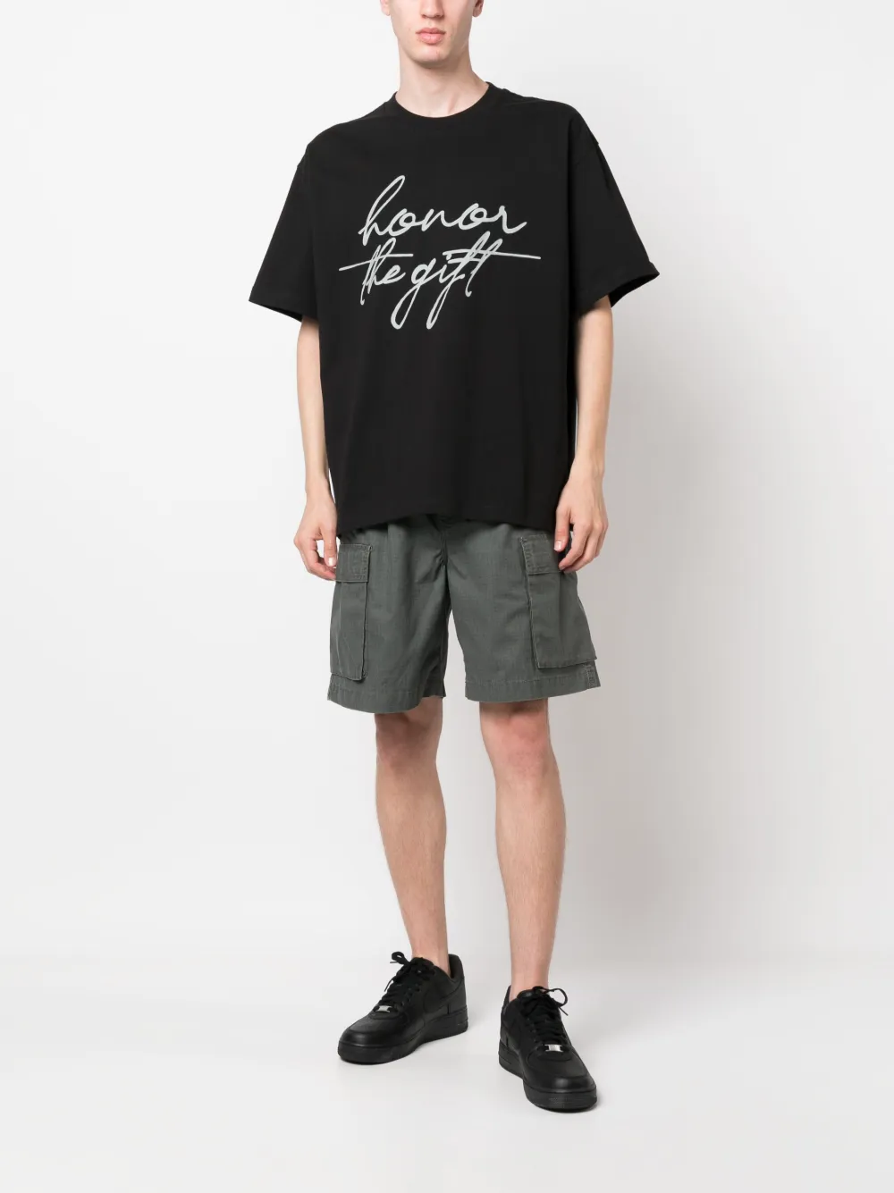 Honor The Gift T-shirt met logoprint - Zwart
