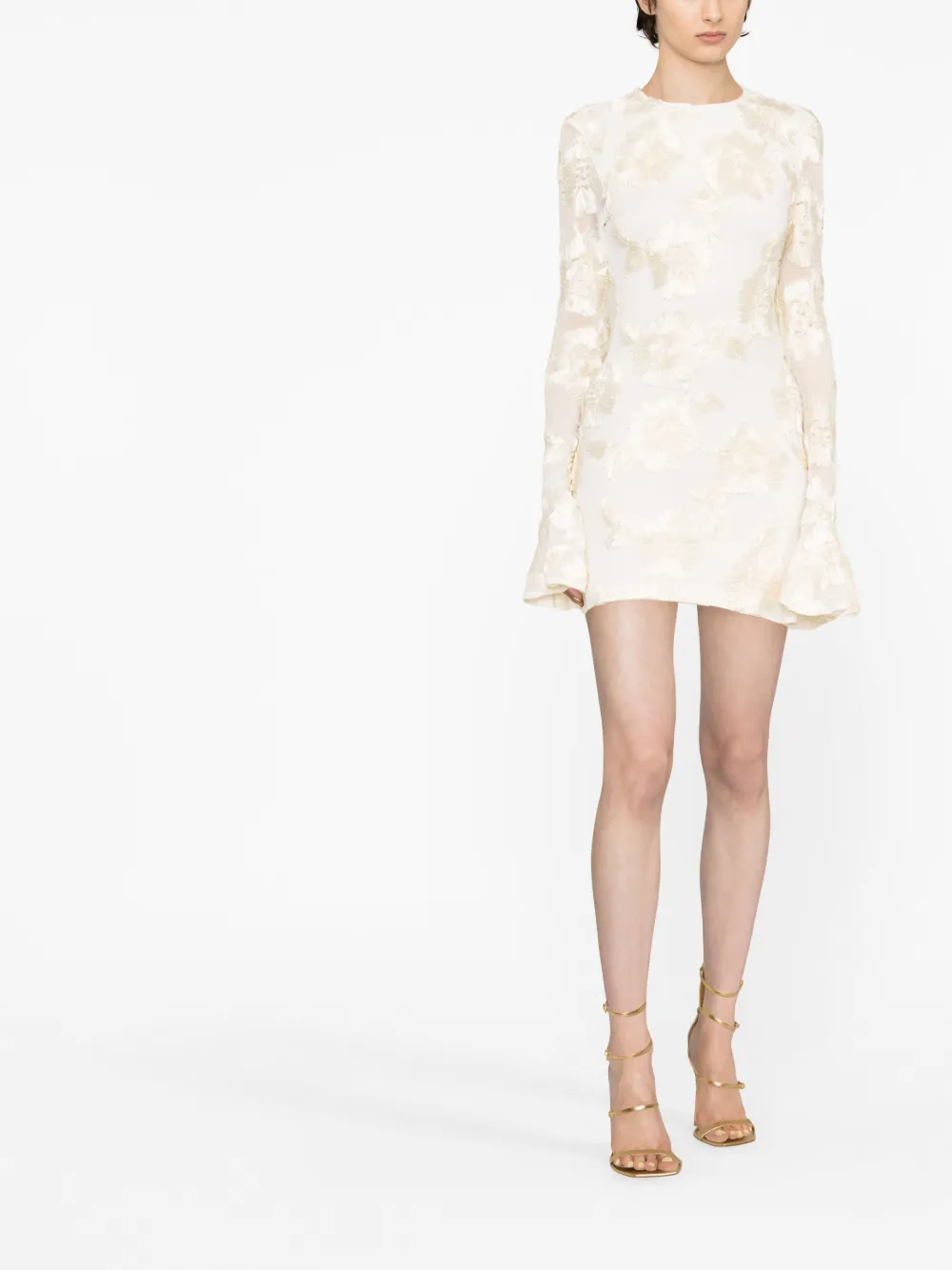 ROTATE 3D floral-appliqué minidress - Beige